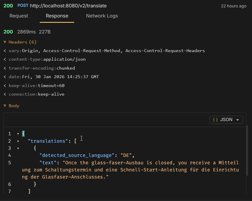Response of the small model